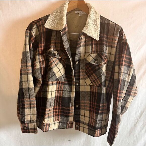 Flannel Brown Plaid Jacket - Picture 4 of 7
